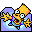Bart reaching up, blue icon